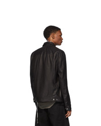 Мужская черная кожаная куртка-рубашка от Rick Owens