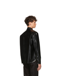 Мужская черная кожаная куртка-рубашка от We11done