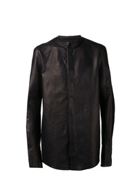 Мужская черная кожаная куртка-рубашка от Boris Bidjan Saberi