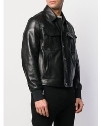 Мужская черная кожаная куртка-рубашка от Neil Barrett