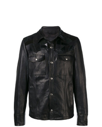 Мужская черная кожаная куртка-рубашка от Diesel Black Gold