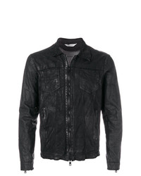 Мужская черная кожаная куртка-рубашка от Giorgio Brato
