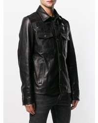 Мужская черная кожаная куртка-рубашка от Diesel Black Gold