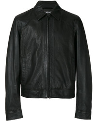 Мужская черная кожаная куртка-рубашка от Just Cavalli