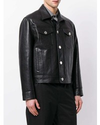 Мужская черная кожаная куртка-рубашка от Neil Barrett