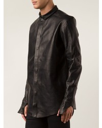 Мужская черная кожаная куртка-рубашка от Boris Bidjan Saberi