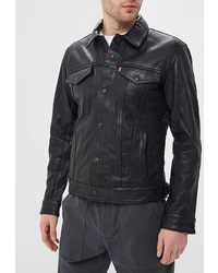 Мужская черная кожаная куртка-рубашка от Levi's