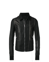 Мужская черная кожаная куртка-рубашка от Rick Owens