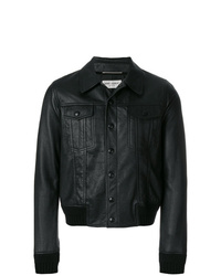 Мужская черная кожаная куртка-рубашка от Saint Laurent