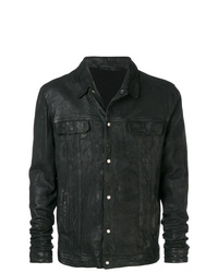 Мужская черная кожаная куртка-рубашка от Salvatore Santoro