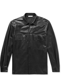Мужская черная кожаная куртка-рубашка от The Row