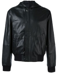 Мужская черная кожаная куртка с принтом от McQ by Alexander McQueen
