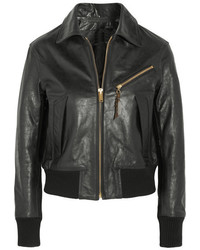 Женская черная кожаная куртка с рельефным рисунком от Golden Goose Deluxe Brand