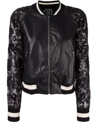 Женская черная кожаная куртка с украшением от Aviu