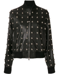 Женская черная кожаная куртка с шипами от Diesel Black Gold