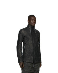 Черная кожаная куртка харрингтон от Boris Bidjan Saberi