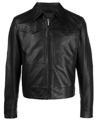 Черная кожаная куртка харрингтон от VERSACE JEANS COUTURE