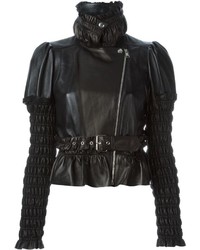 Женская черная кожаная куртка от Alexander McQueen