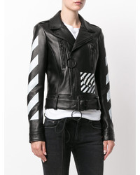 Женская черная кожаная куртка от Off-White