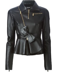 Женская черная кожаная куртка от Dsquared2