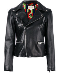Женская черная кожаная куртка от Gucci