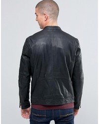 Мужская черная кожаная куртка от Selected