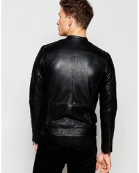 Мужская черная кожаная куртка от Selected
