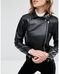 Женская черная кожаная куртка от Asos