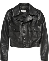 Женская черная кожаная куртка от Saint Laurent