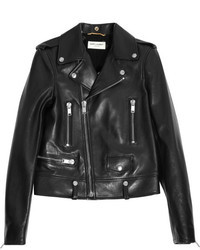 Женская черная кожаная куртка от Saint Laurent