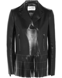 Женская черная кожаная куртка от Valentino
