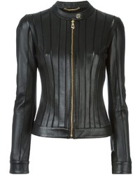 Женская черная кожаная куртка от Versace