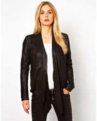Женская черная кожаная куртка от Vila