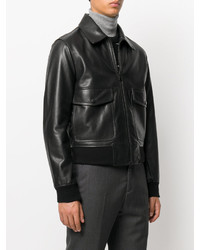 Мужская черная кожаная куртка от AMI Alexandre Mattiussi