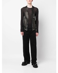 Мужская черная кожаная майка от Rick Owens