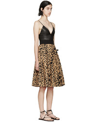 Женская черная кожаная майка от Fausto Puglisi