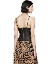 Женская черная кожаная майка от Fausto Puglisi