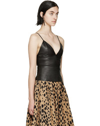 Женская черная кожаная майка от Fausto Puglisi