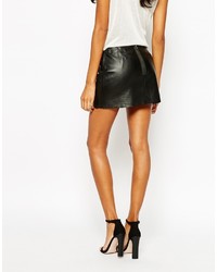 Черная кожаная мини-юбка от LnA