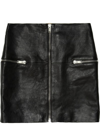 Черная кожаная мини-юбка от Saint Laurent
