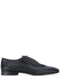 Мужская черная кожаная плетеная обувь от Roberto Cavalli