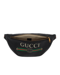Мужская черная кожаная поясная сумка от Gucci