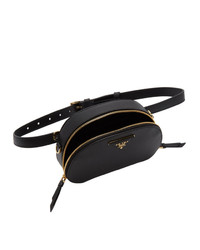 Черная кожаная поясная сумка от Prada