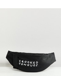 Черная кожаная поясная сумка от Crooked Tongues