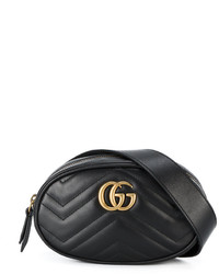 Черная кожаная поясная сумка от Gucci