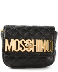 Черная кожаная поясная сумка от Moschino