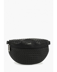 Черная кожаная поясная сумка от Savio