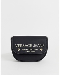Черная кожаная поясная сумка от Versace Jeans