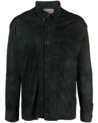 Мужская черная кожаная рубашка с длинным рукавом от FREI-MUT