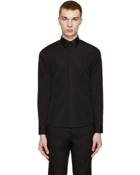 Мужская черная кожаная рубашка с длинным рукавом от Givenchy